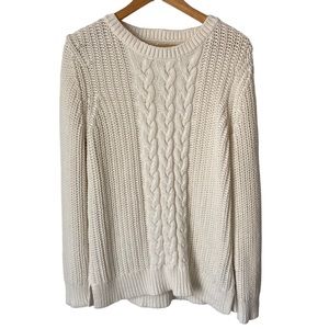 Nautica Ivory White Cable Knit Sweater XL